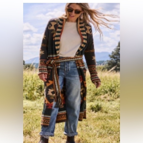 NWT B Yellowtail  Native Faherty Paloma Long Cardigan Duster Eagle Peak S - Picture 1 of 16